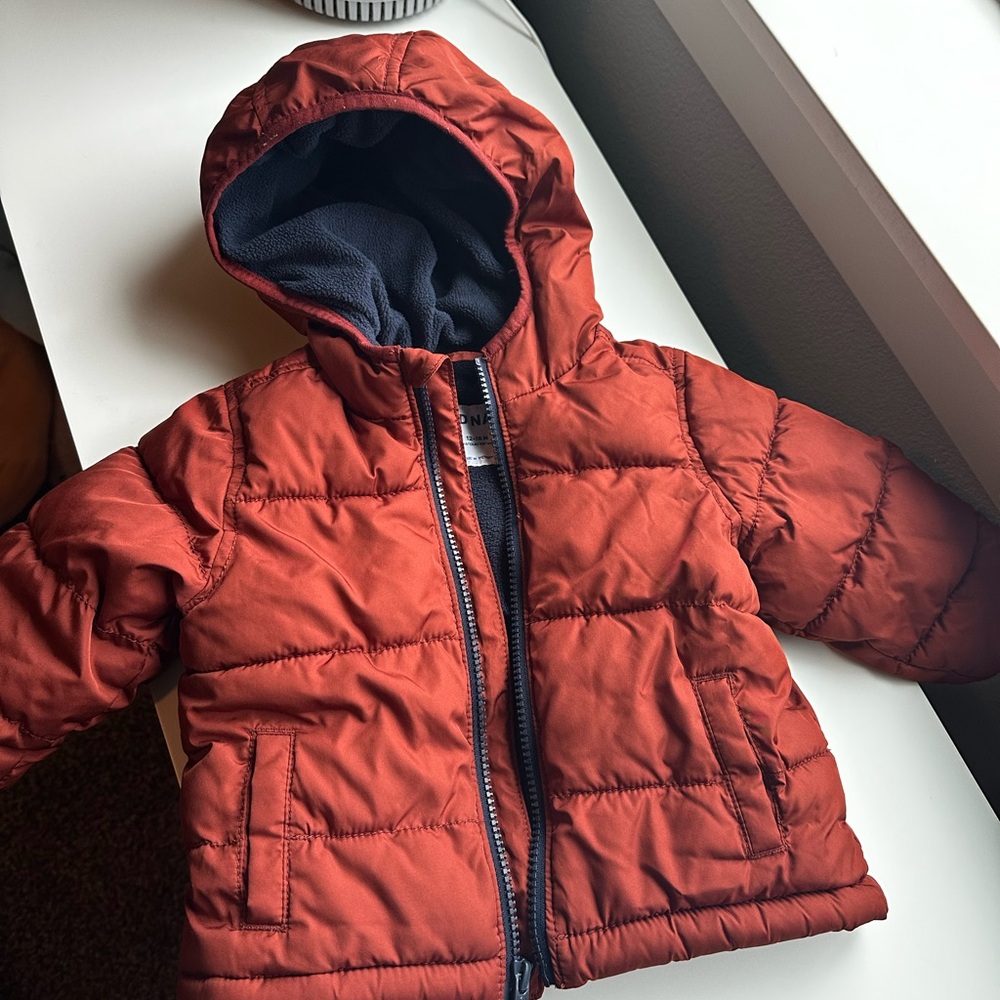 Old Navy Burnt Orange Hooded Puffer Toddler Jacket